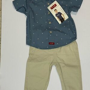 Wrangler Blue and Tan Kids Matching Set 12 Months